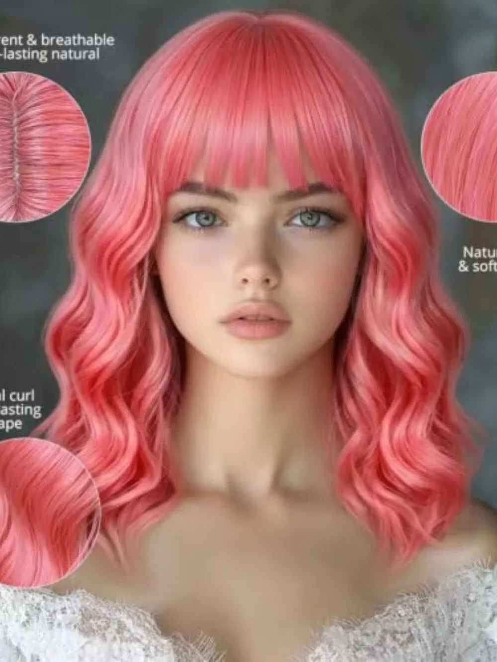 Blush Pink Bob Wig Bangs